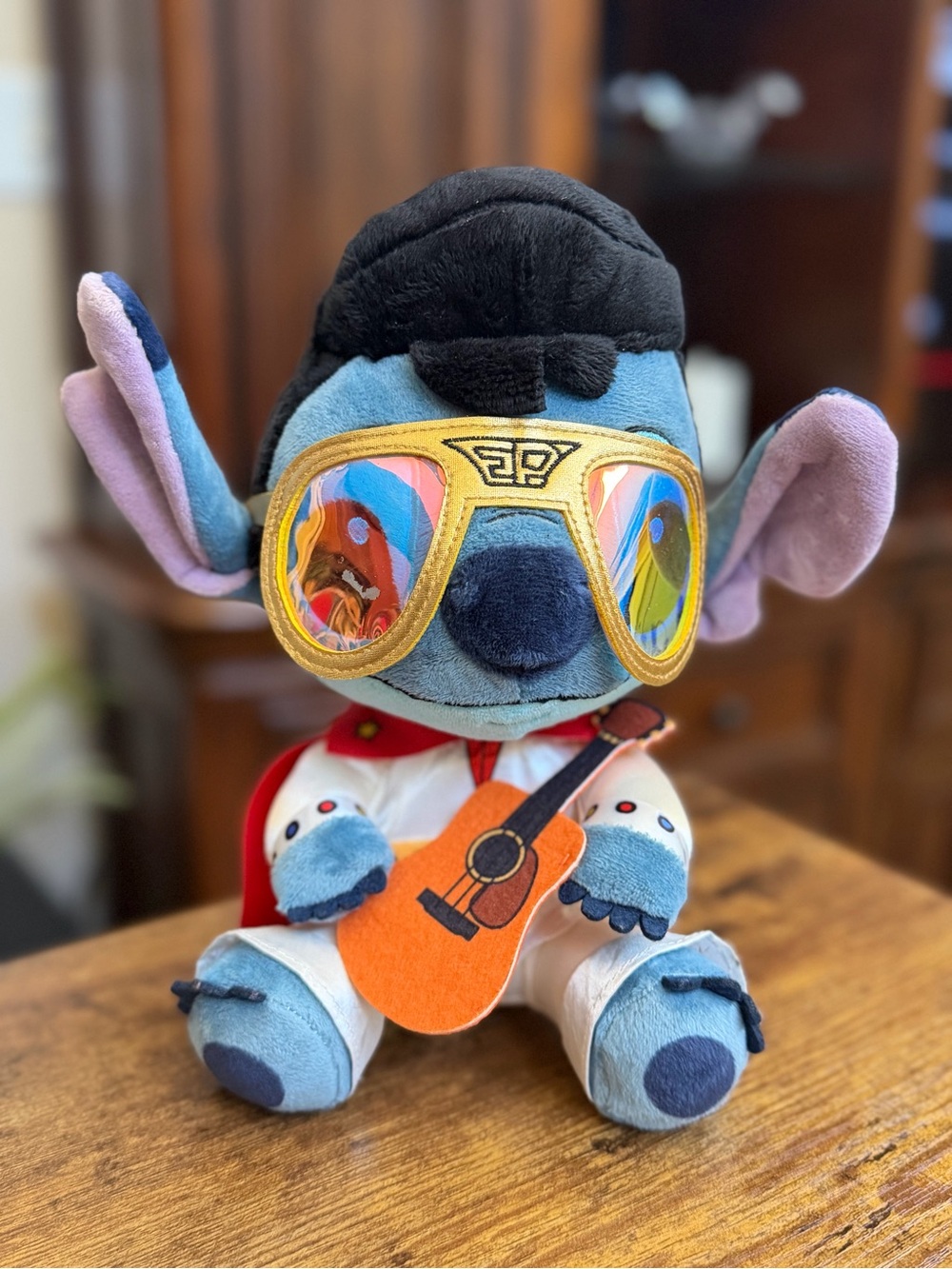 Disney Parks Lilo & Stitch Elvis Presley Plush White Jumpsuit Red Cape
